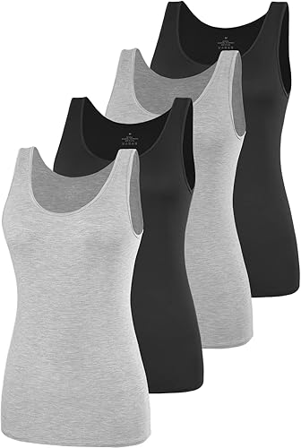 Miniatura 18 de AMVELOP - Camiseta básica sin mangas para mujer, ropa interior, camiseta sin mangas en paquete de 2-4 unidades Blanco,1-bl/Gr/Wh/Pi,1-bl/Wh/Bl/Wh,2