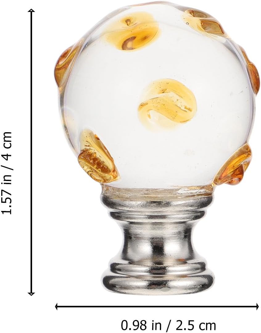 Crystal Glass Lamp Finial Knob with Harp Horn Bracket, Decorative Lampshade Accessory for Floor and Table Lamps, 2pcs