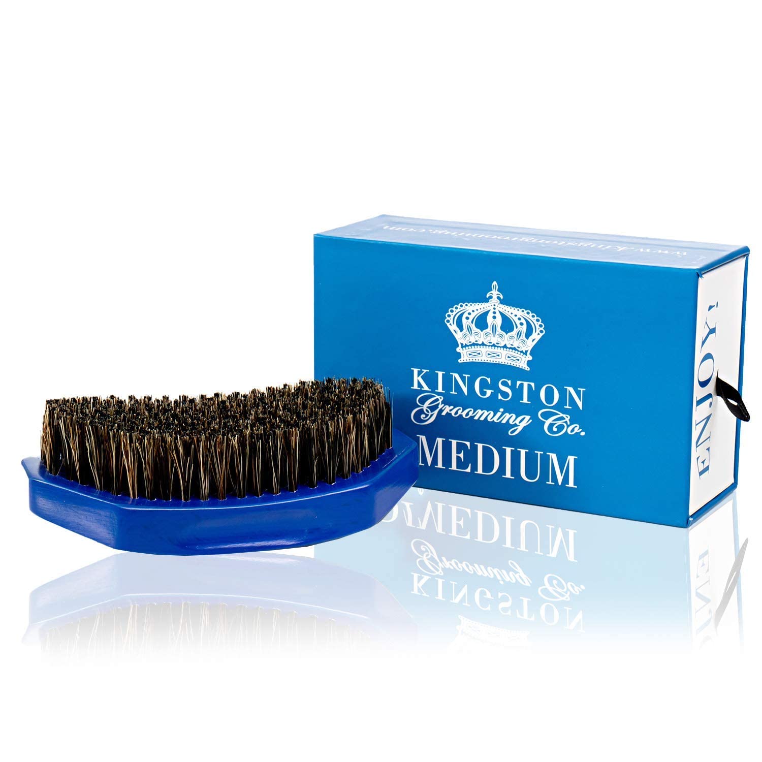 Kingston Grooming Co. Premium Boar Hair Brush Bundle- New Medium and Firm- Wave Brushes for Men- Boar Hair Brush for Men, Perfect Edge Brush and Hair Waver, 360 Waves Brush - Travel Case Included