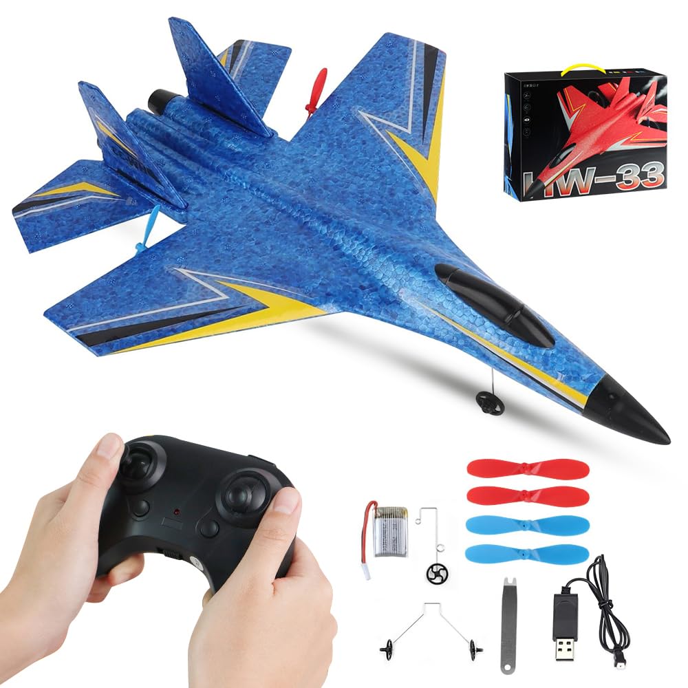Avion Télécommandé, F22 RC Avions Radiocommandé, 2.4 GHz Avione Télécommandé Avions RC pour Enfants, Avion de Chasse Radiocommandé, Planeur Volant Télécommandés pour Débutants Enfants Adultes