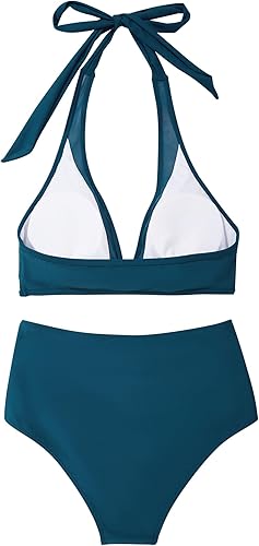 Miniatura 4 de SUUKSESS Conjuntos de bikini sexy de cintura alta para mujer, con control de abdomen, trajes de baño de 2 piezas