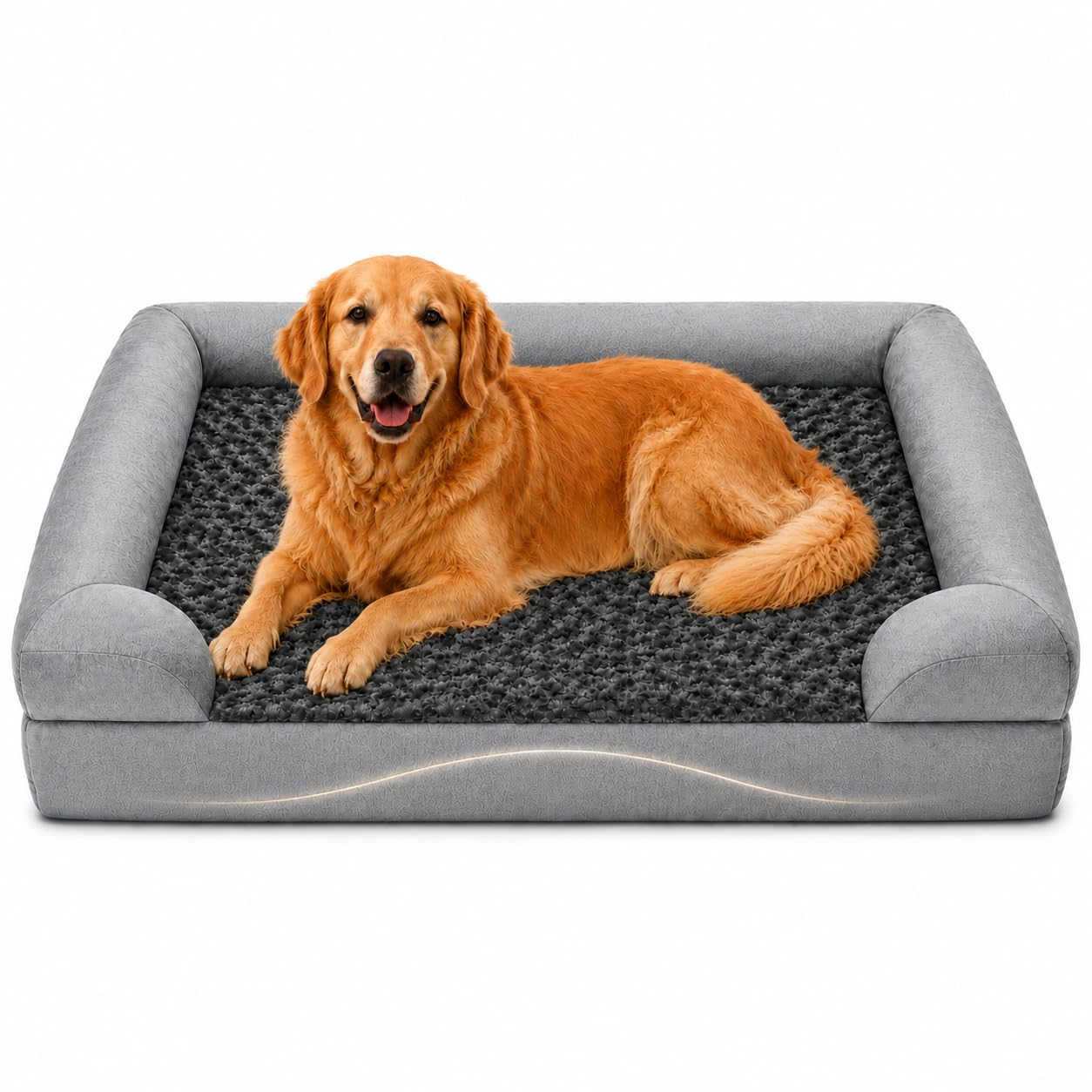 Qyibleri Orthopaedic Dog Bed, XL Dog Bed 103x68x18cm | Dual-Layer Memory Foam & High-Resilience Foam Dog Sofa with Waterproof Liner, Soft Plush Bolsters | Removable Cover, Non-Slip Base Dog Mattress