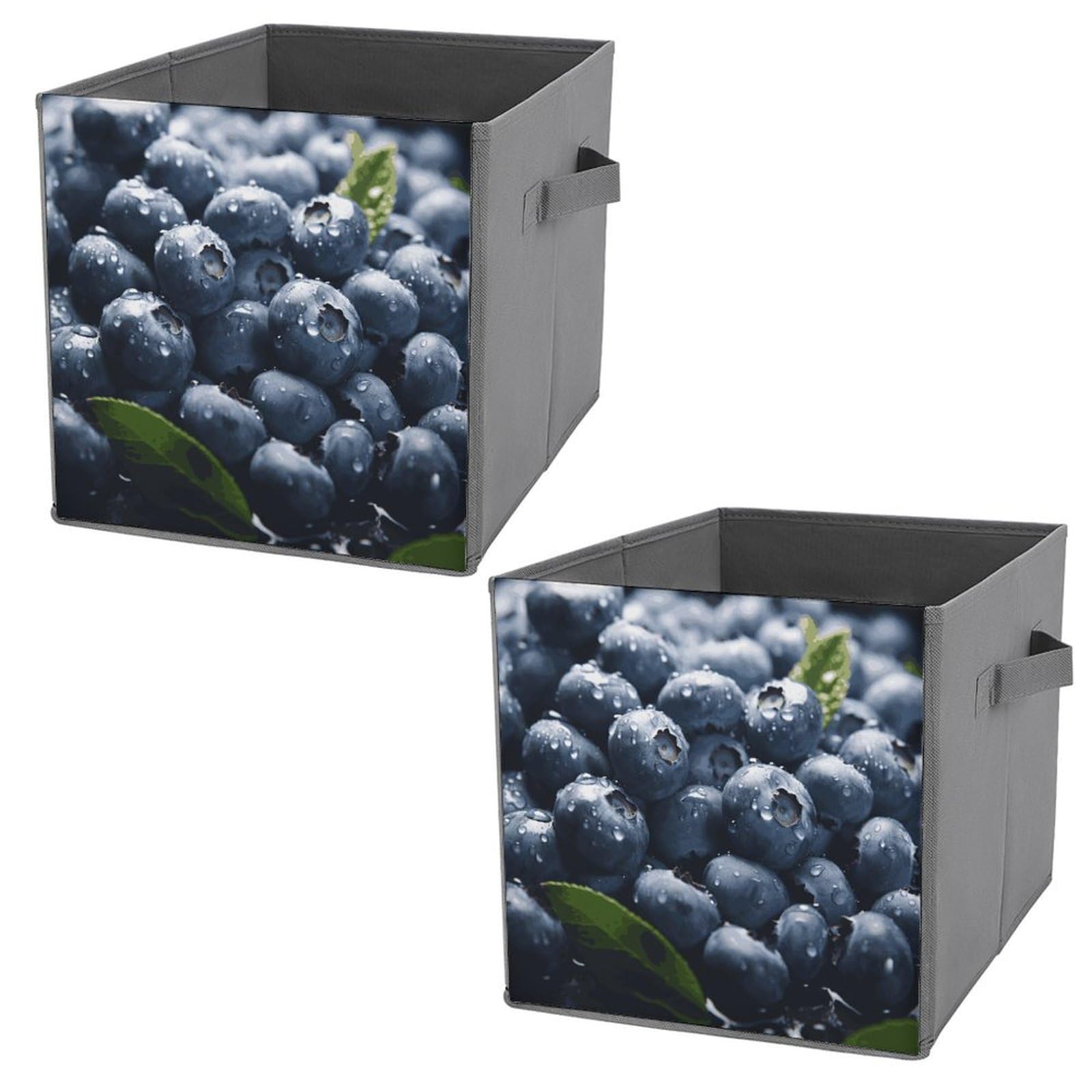 NONHAI Collapsible Storage Bins with Dual Handles Fabric Storage Basket Foldable Cubes Organizer Baskets Delicious Blueberry Storage Boxes for Organizing Clothing Cube Storage Organizer Bins