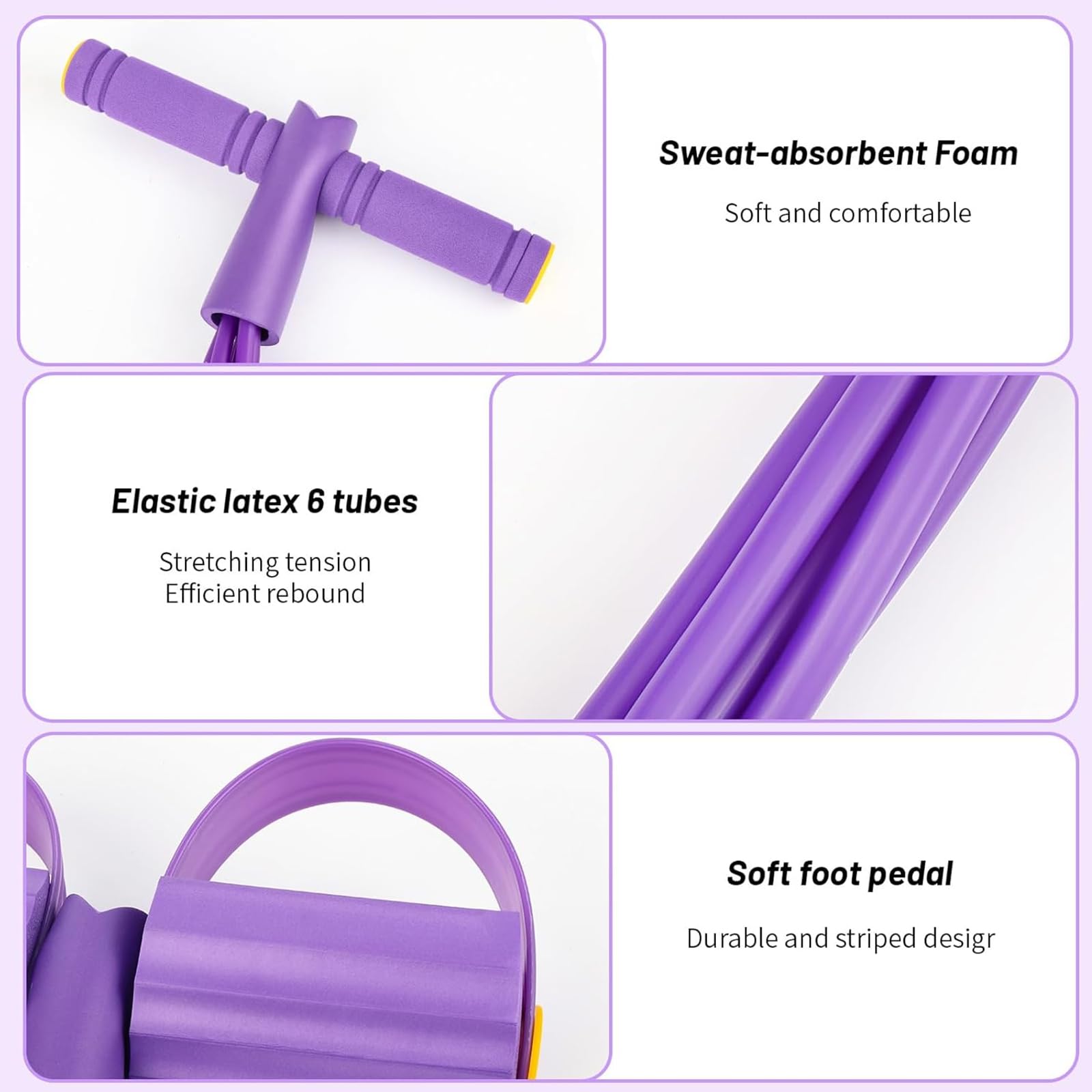 Bandas de resistencia para ejercicio, pedal de pie con asas elásticas, sistema de resistencia multitubo para entrenamiento de abdomen, cintura, brazos y piernas