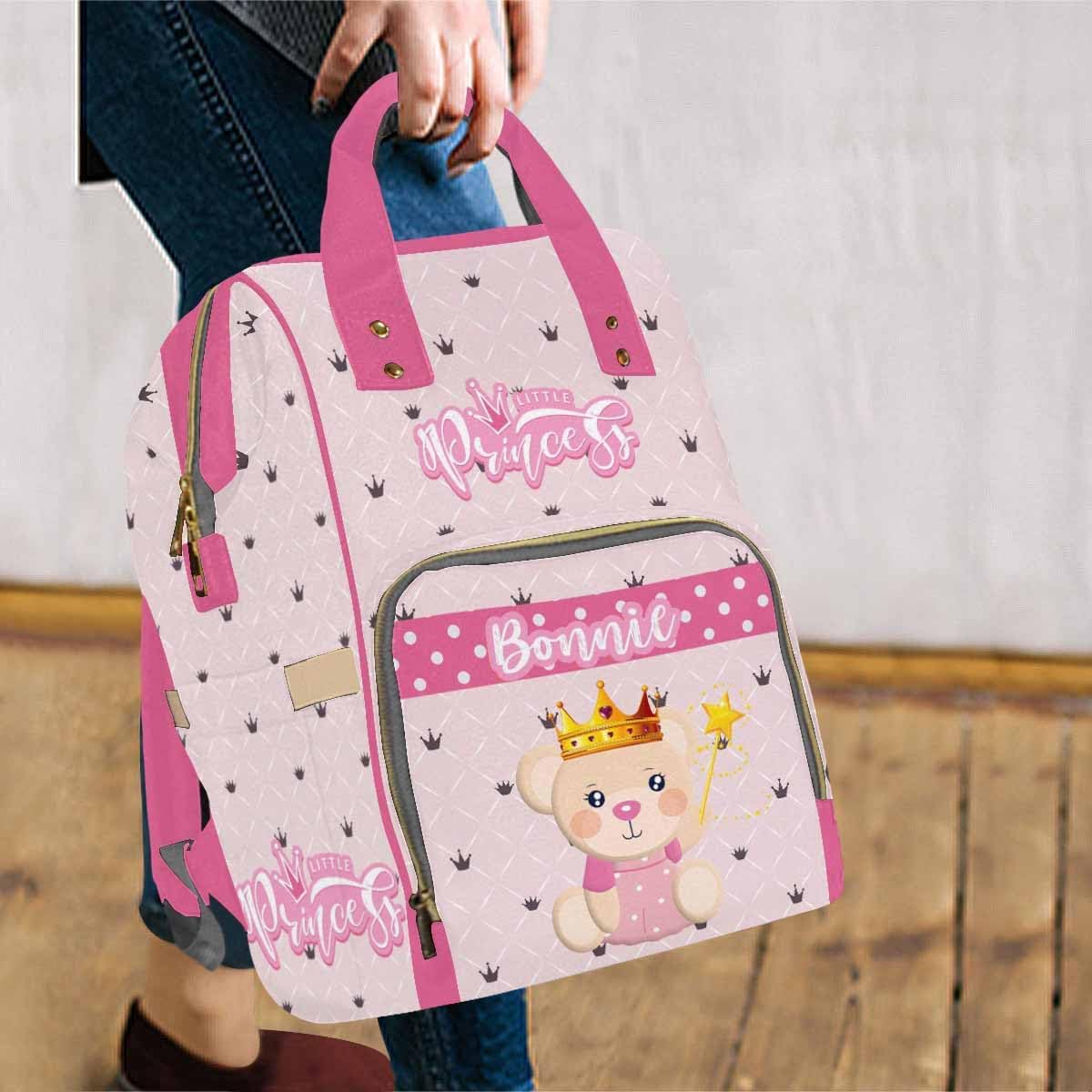 Artsadd Custom Diaper Bag Backpack with Name,Customized Earth Tone Spots Baby Backpack for Mom Personalized Mommy Nursing Bags for Women Shoulders Travel Bag Day pack for Picnic