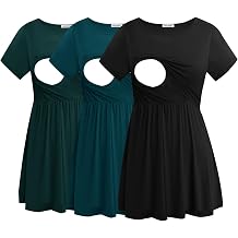 Smallshow Womens Nursing Tops Short Sleeve Breastfeeding Shirt 3 Pack