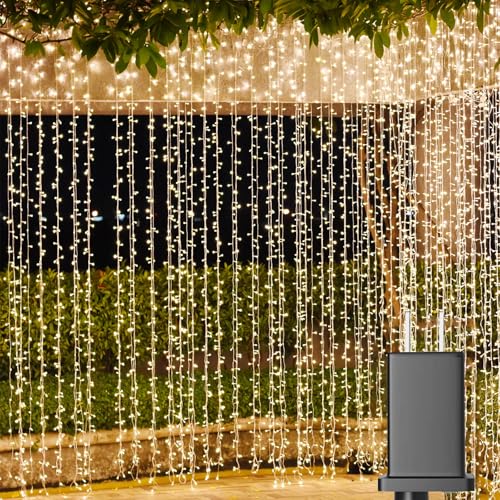 Solhice LED Curtain Lights Outdoor 30ft x10ft, 720 LED Plug