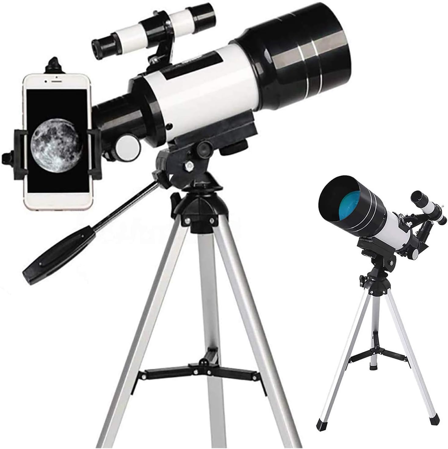 Monocular Telescope Astronomical Telescope for Kids &Adults &Beginners Refractor Telescope for Astronomy 70Mm Aperture 300Mm with Adjustable Tripod and Phone Adapter Portable Telescope