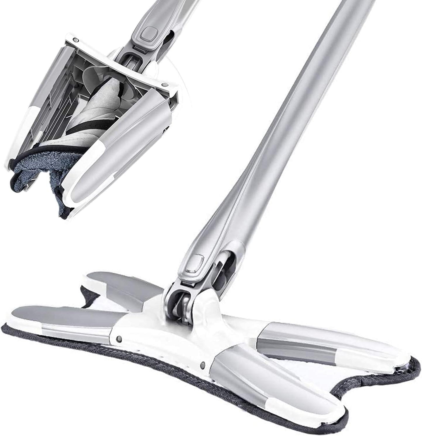 AJB X Shape Microfiber Mop for Floor Cleaning, Dust Mop with Self Wringing, Ceramic Floor, Wood Floor Cleaner Mop, Dry Wet Mop Hands-Free Manual Extrusion Household Cleaning Tool (Multicolour)