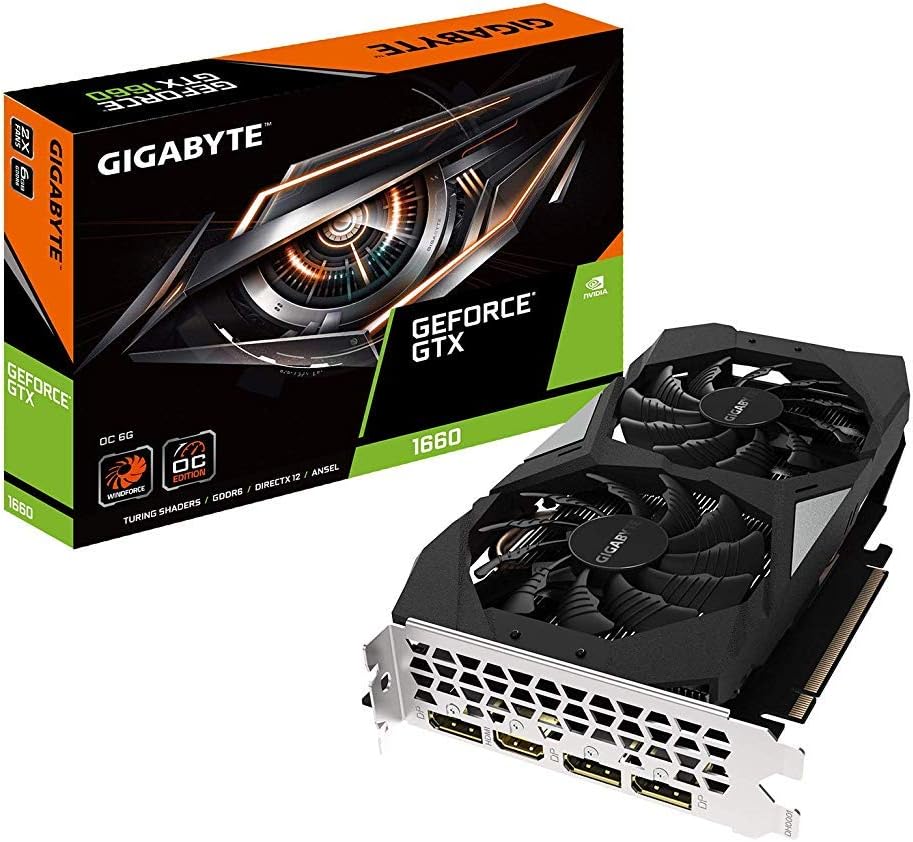 Gigabyte GeForce GTX 1660 OC 6G Graphics Card, 2X Windforce Fans, 6GB 192-Bit GDDR5, Video Card - View 1