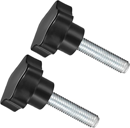 Miniatura 46 de Perillas de sujeción de estrella, rosca macho M6 x 1.969 in, cabeza de 1.220 in, mango de tornillo de pulgar de plástico, perno roscado negro