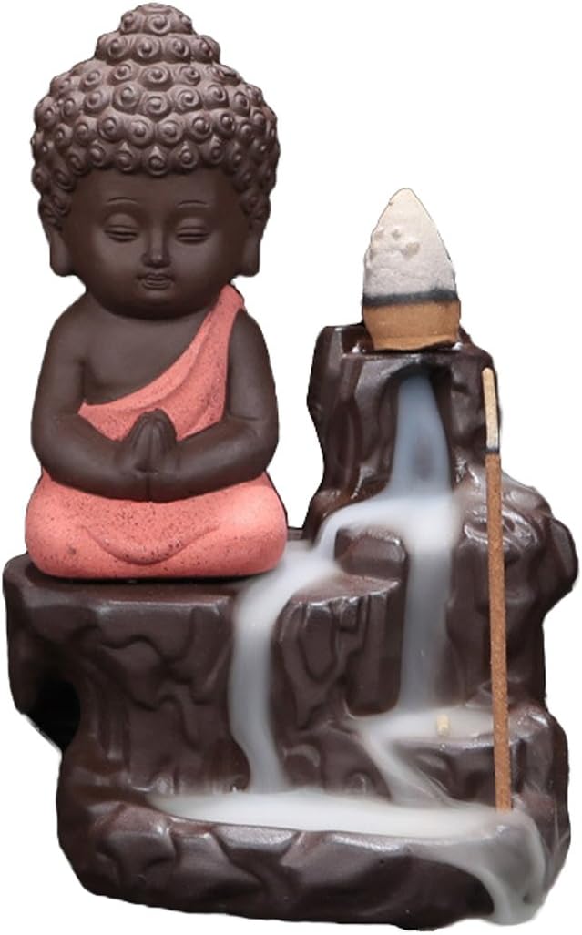 Backflow Incense Burner, Home Ceramic Backflow Incense Burners, Backflow Incense Holder With 10PCs Backflow Incense (Red)…