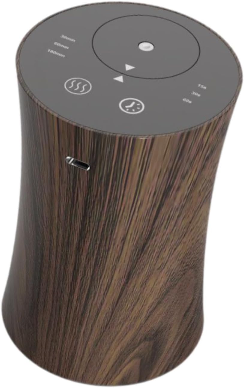 Compact Essential Oil Diffuser for Car, Mini Scent Device for Home and Office, Dark Wood Grain