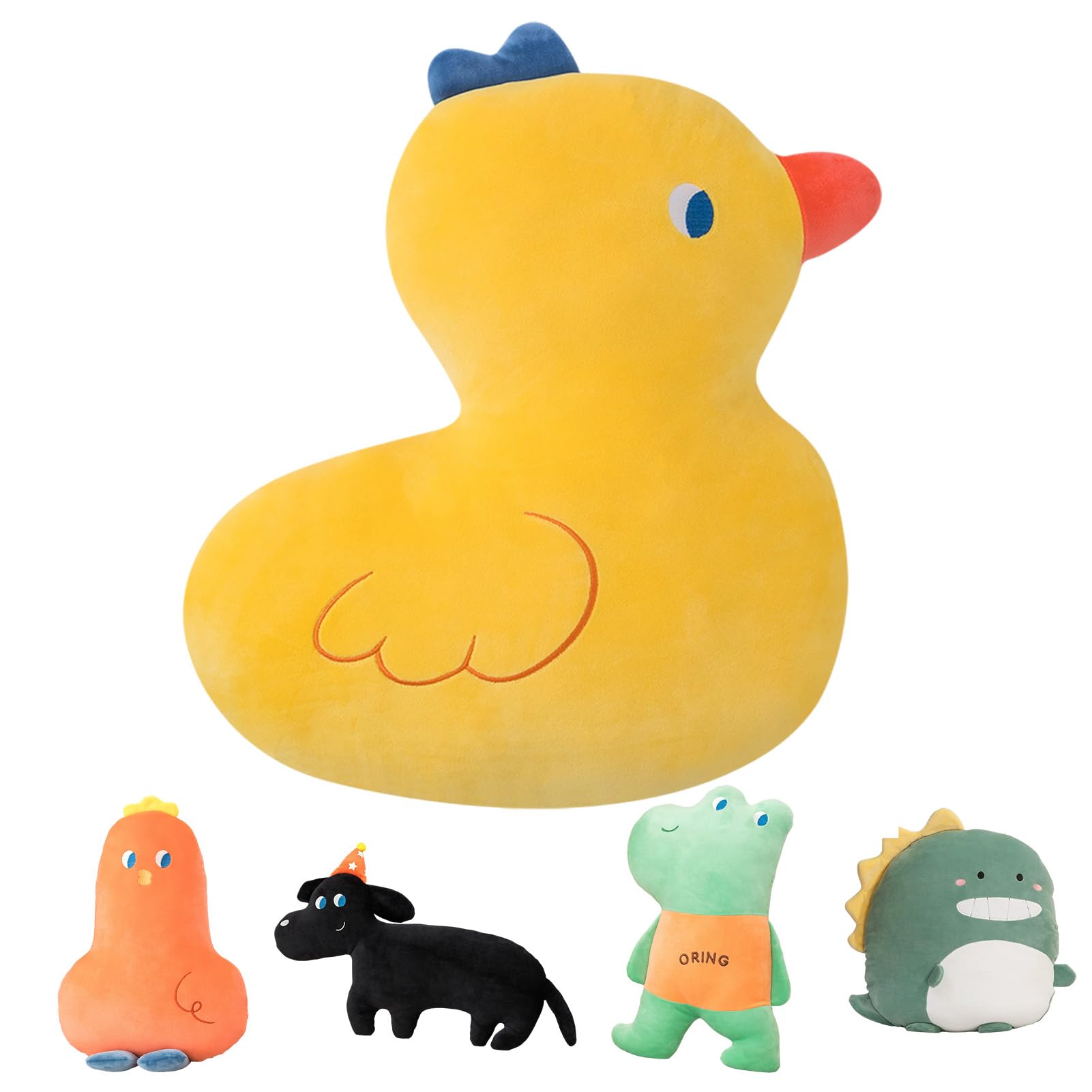 Amazon.co.jp: かわいいカエル、鶏、犬、恐竜のぬいぐるみセット 