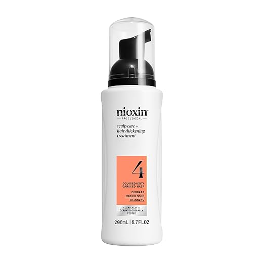 Nioxin System 4 Scalp & Hair Leave-In Treatment, Restore Hair Fullness, Prevent & Relieve Dry Scalp Symptoms, For Color Treated Hair with Progressed Thinning, 6.8 oz