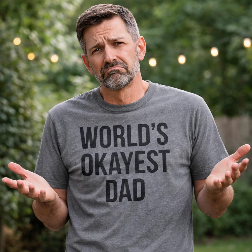Mens Okayest Dad T Shirt Funny Sarcastic Novelty Gift for Husband Fathers Day