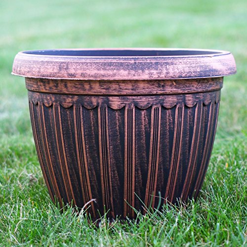 Sapphire Usa Rustic Flowerpot 10" Planter For Garden Patio Office Ornaments Home Decor Long Lasting Reusable Light Weight (Copper-S) #TOP3