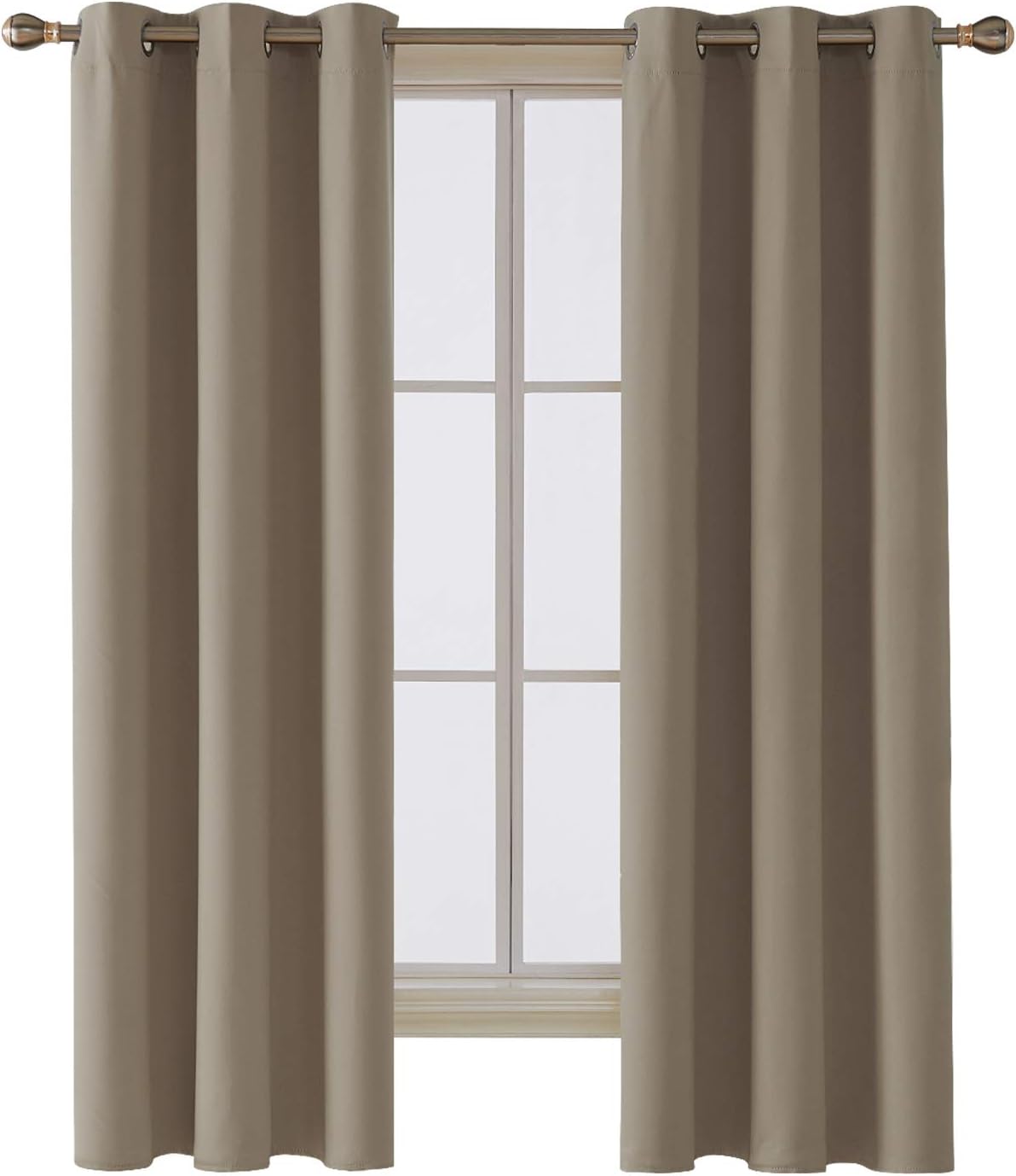 Deconovo Grommet Window Panels Thermal Insulated Blackout Curtains Room Darkening Curtain 42x84 Inch Khaki Four Curtain Panels