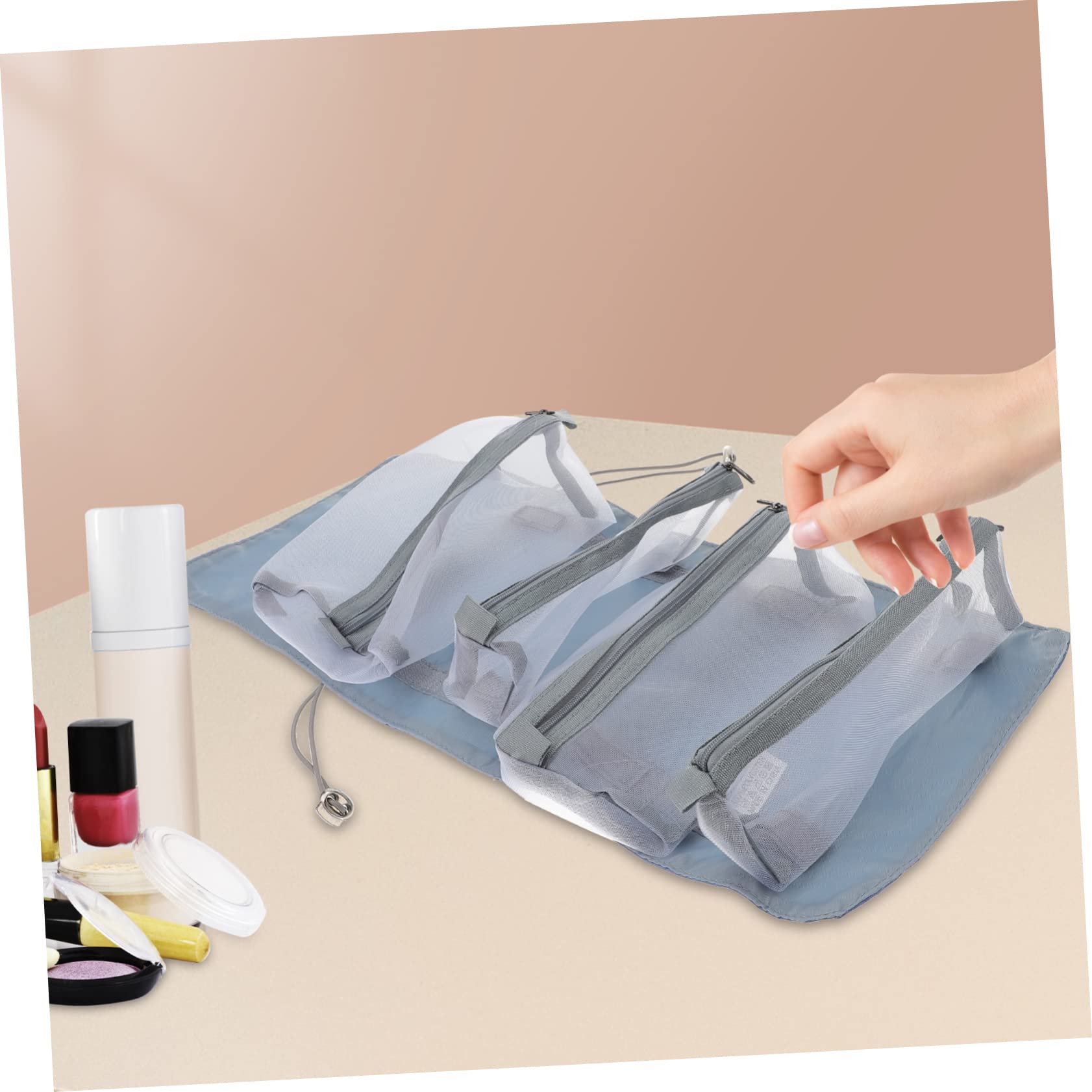 MAGICLULU 2 Piezas 4 En 1 Bolsa De Cosméticos Pequeña Bolsa De Cosméticos Clips De Garra De Flor Artículos De Tocador De Viaje Bolso De Tocador Mujer Bolsas De Almacenamiento Desmontable PU