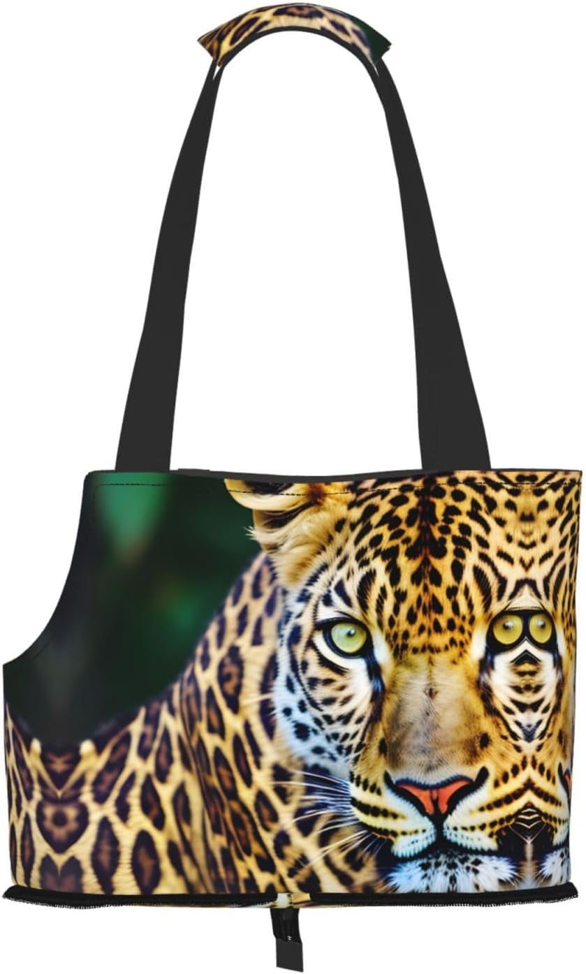 Yellow Leopard Print Print Portable Foldable Shoulder Bag for Travel,with Collar Hook and Handle Pad,Cute Stylish Design