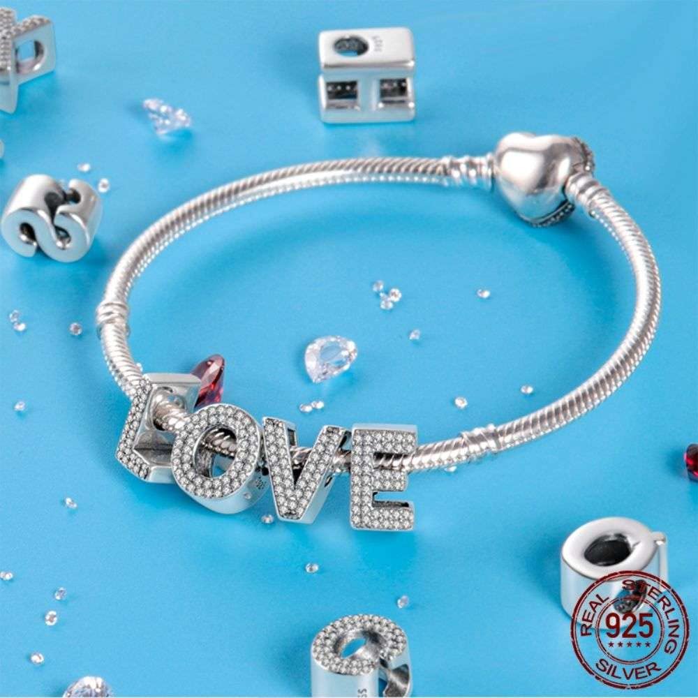 BEEUVIP L Abalorios Charms Colgantes de Alfabeto Cuentas Plata de Ley 925 con Circonita cúbica Transparente Compatible con Pulsera Pandora & Europeo, Charms de Letra para Mujer El estilo C