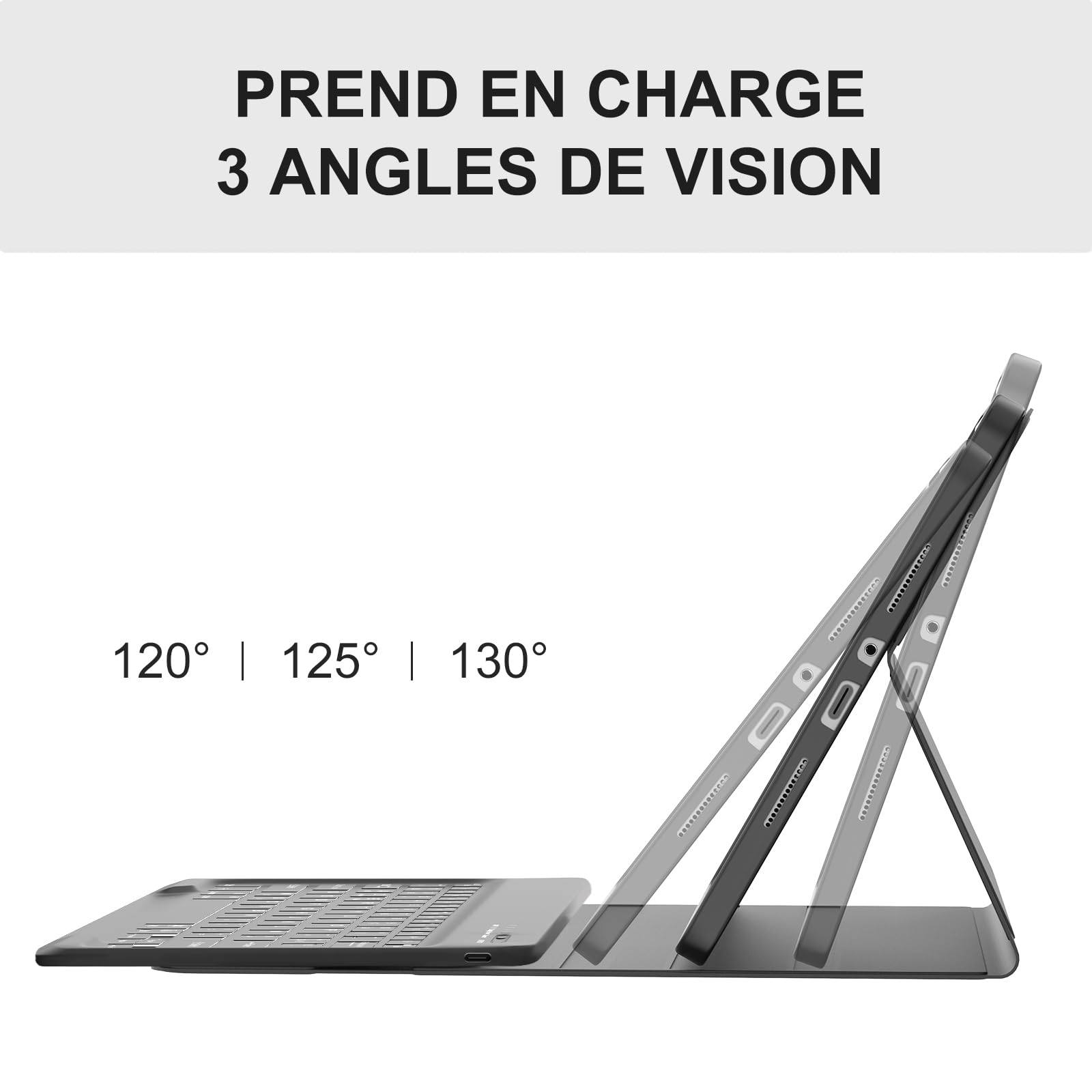JADEMALL Coque Clavier pour Redmi Pad Pro 12.1" 2024/Xiaomi Poco Pad 12.1" | Étui Clavier AZERTY Français Rétroéclairé Détachable Magnétique Bluetooth pour Tablette Redmi Pad Pro 12.1 Pouces 2024, Noir