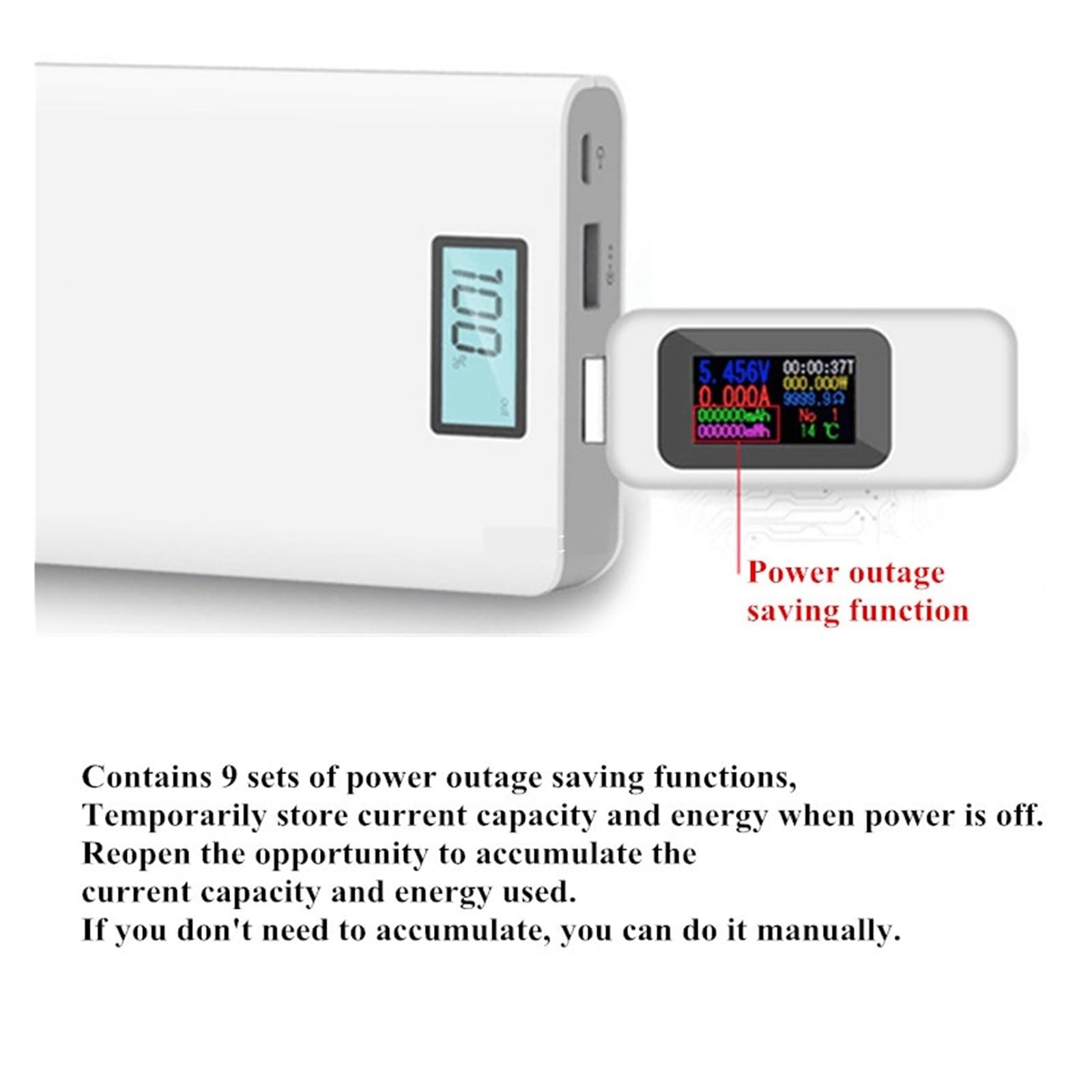 Woltomierz, 10 W 1 Wielofunkcyjny Tester Gniazda USB Złącze Napięcia Prądu Ładowania Akumulatora Power Bank 10 Sztuk/partia(Wit)
