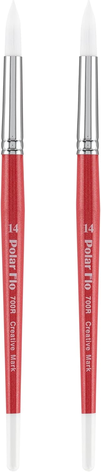 Creative Mark Polar Flo Professional Watercolor Brushes - Round 30-2 Pack - Short Handle, Nickel-Plated Seamless Brass Ferrule - Art Paint Brushes for Acrylic Painting, Watercolor, Gouache, and More