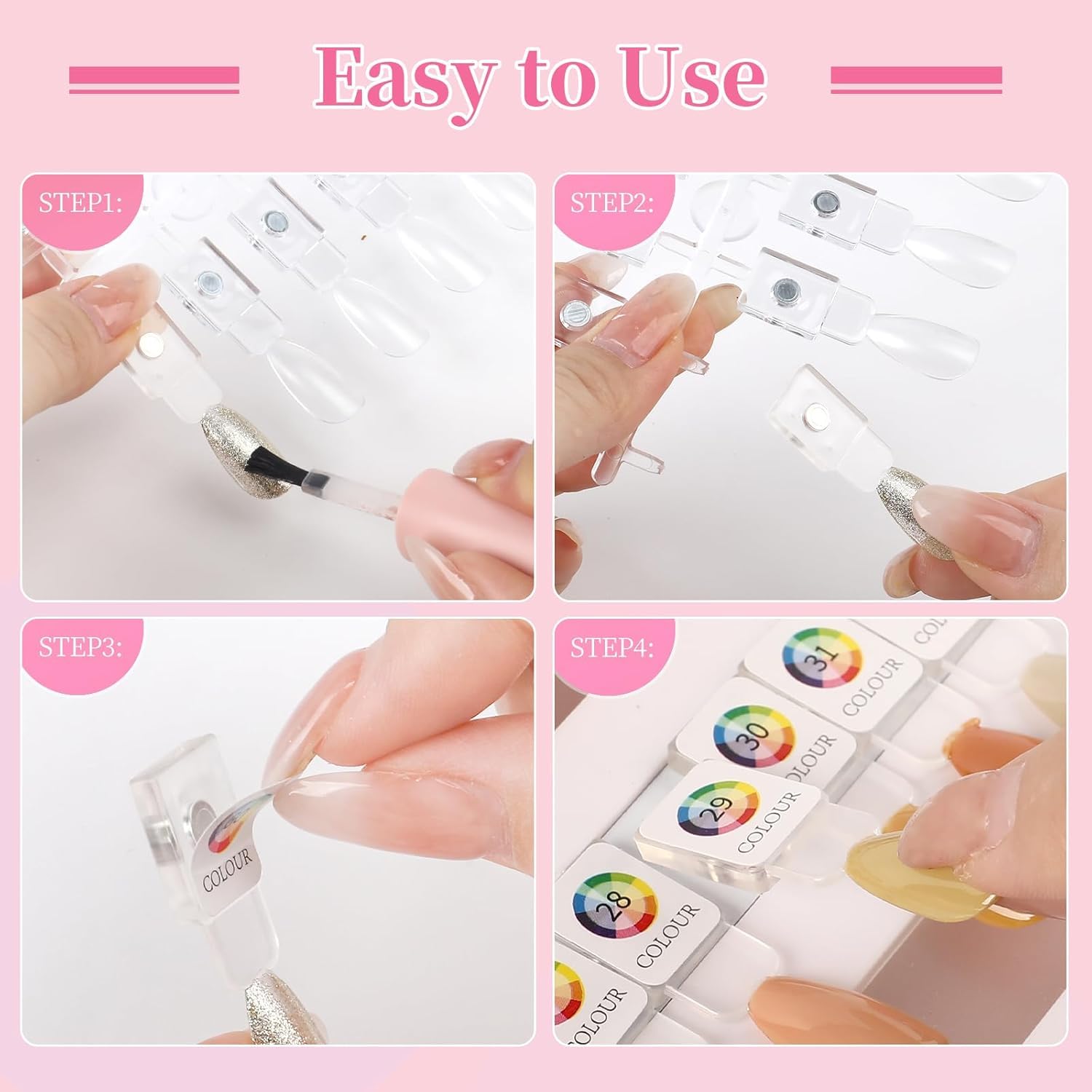 ANGNYA Magnetic Nail Color Book Inside Page with 48 Nail Tips and 241-360 Number Stickers, Perfect for Professional Salon Nail Art Color Chart & Practice Stand