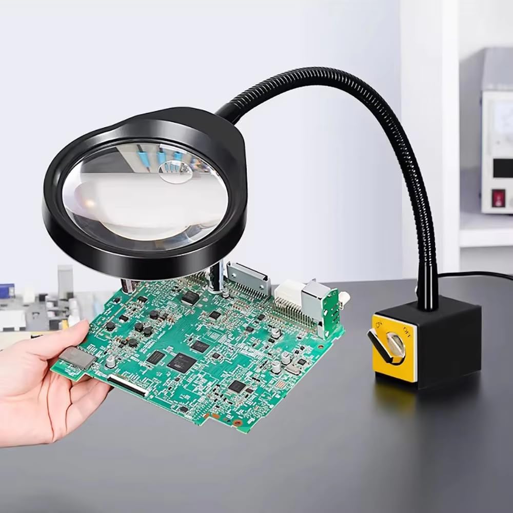 Toplionace Lupa Industrial X05 con Luces LED para Reparación Electrónica - Lámpara de Inspección de Circuitos con Lente de Cristal de Alta Definición
