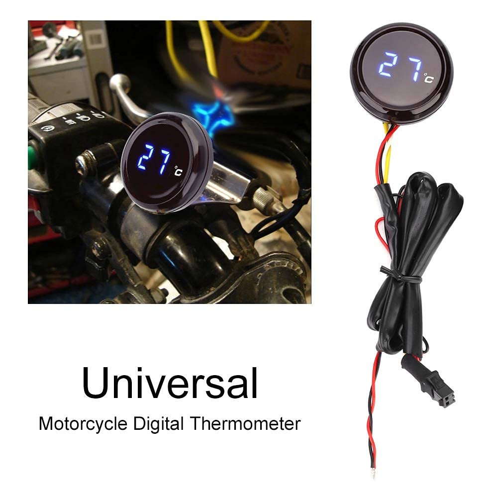 Yctze Thermomètre de moto , jauge de compteur de température d'eau de thermomètre numérique pour MT-03/S1000RR/GSX-R600(Bleu)