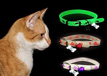 The DDS Store Cat Kitten Reflective Adjustable Collar Safety Buckle with Bells Cat Radium Adjustable Collar with Bell for Puppy/Kitten (Purple, Pack of 2)