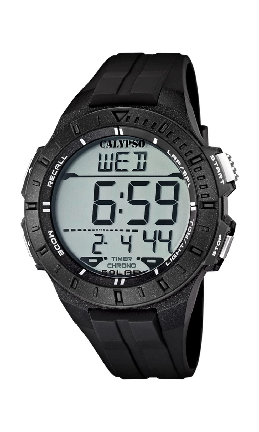 Calypso Unisex Digital Watch with LCD Dial Digital Display and Black Plastic Strap K5607/6