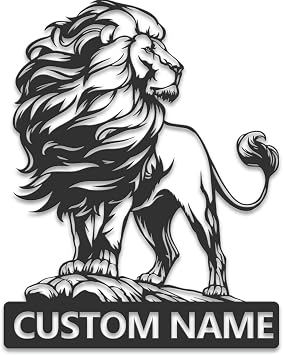 Custom Lion Metal Sign,Personalized Lion Name Sign,Animal Metal Wall Art,Customized Leo Black Signs,Animal Office Decor,Home Decor Type B