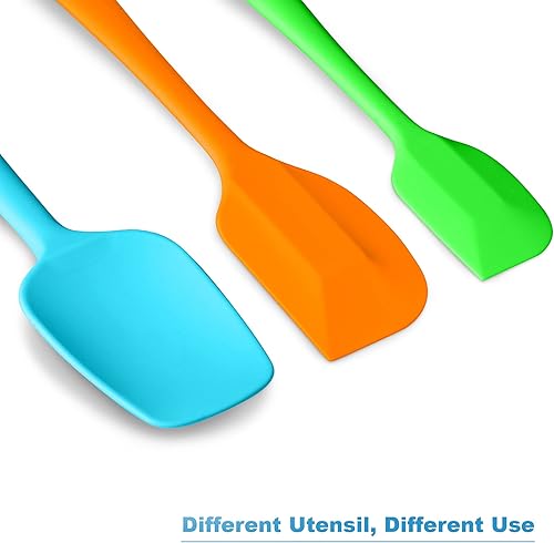 Miniatura 6 de Juego de 3 espátulas de silicona, mango ergonómico de alta resistencia al calor, espátulas de goma antiadherentes con núcleo de acero inoxidable