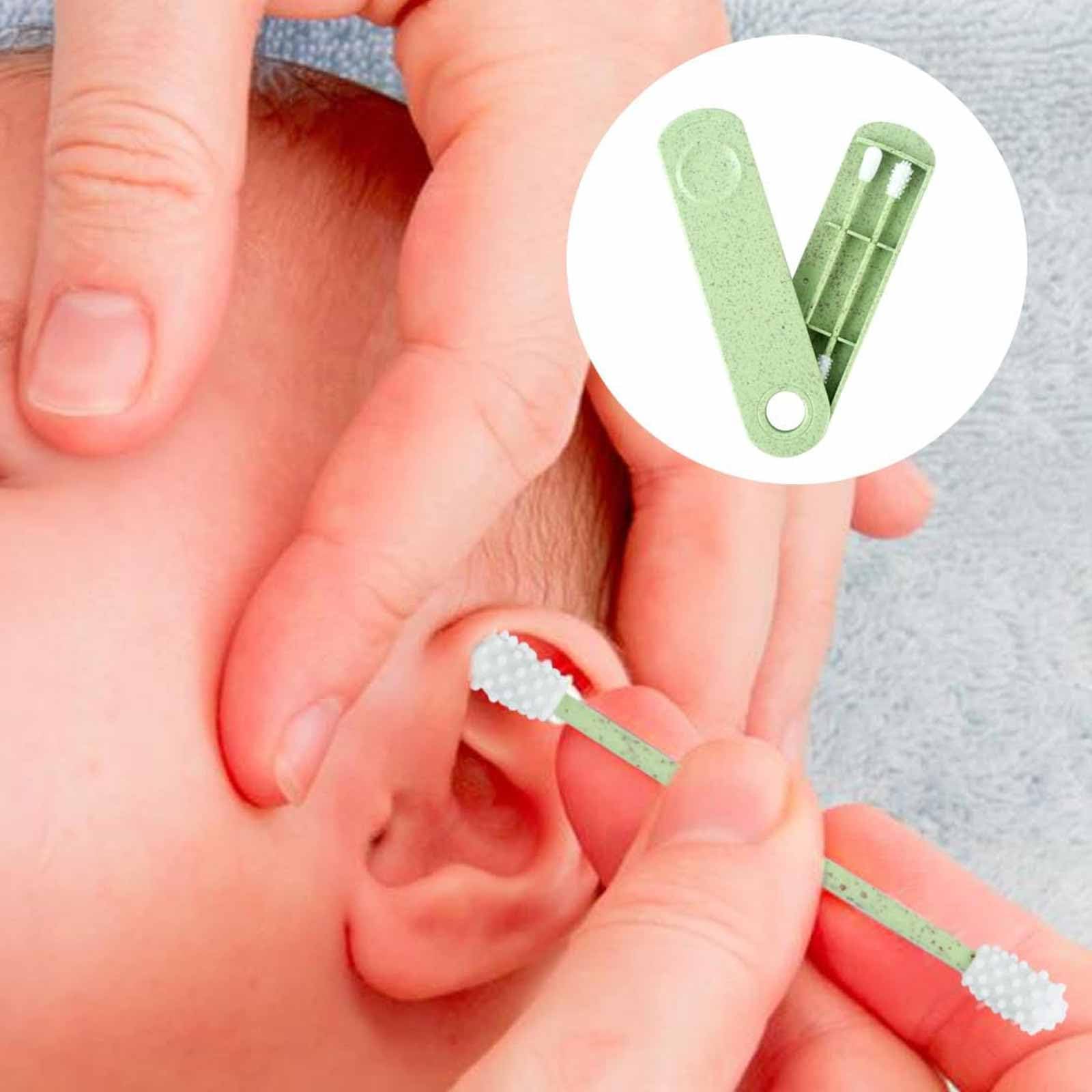 4 PCS Reusable Cotton Buds Reusable Swab Double-Ended Spiral with 2 Travel Holder Green and Blue for Ear Cleaning Make Up,ect. Reusable Cotton Buds for Ear Cleaning - Image 4