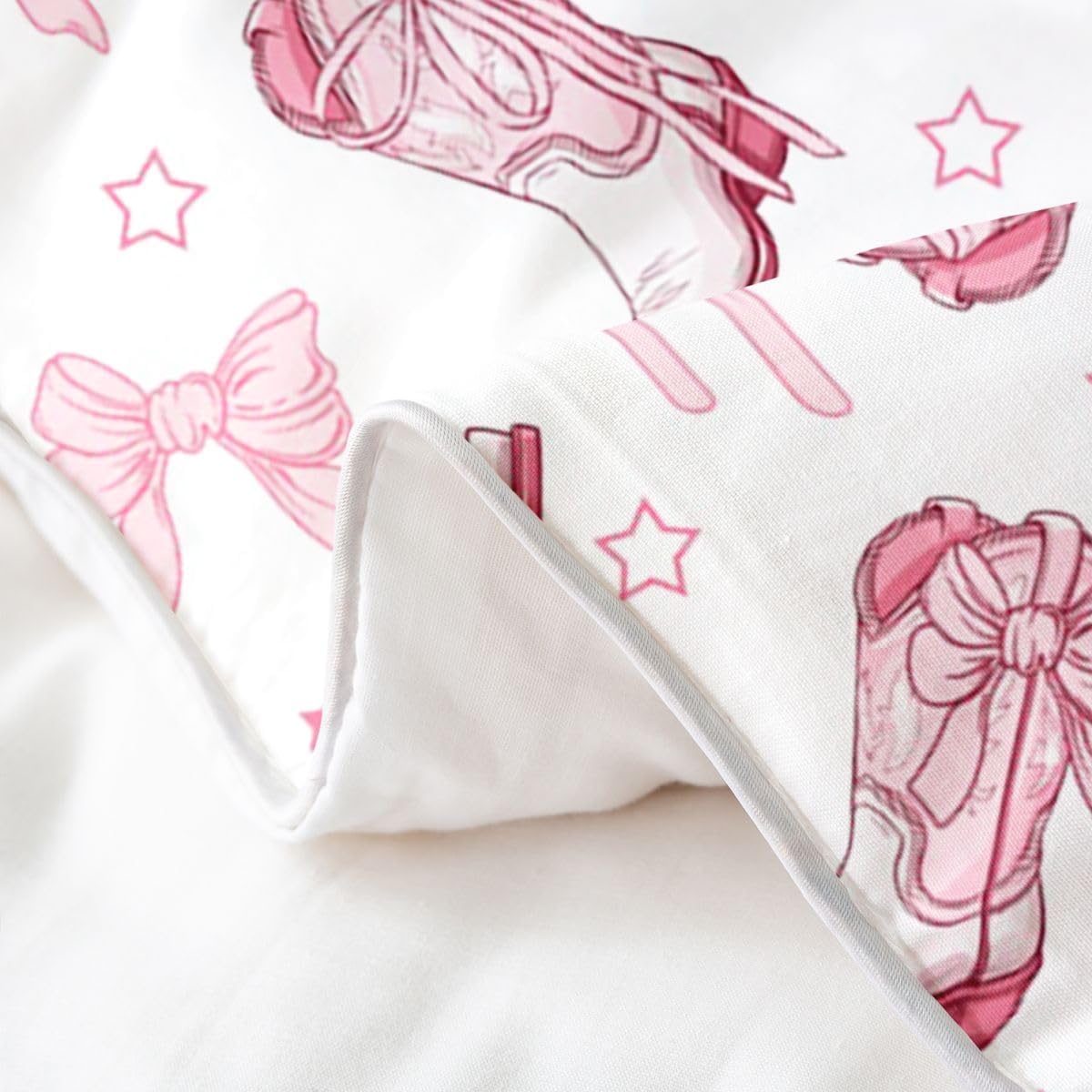 Erosebridal Pink Bow 100% Cotton Duvet Cover King Size for Kids Boys Girls