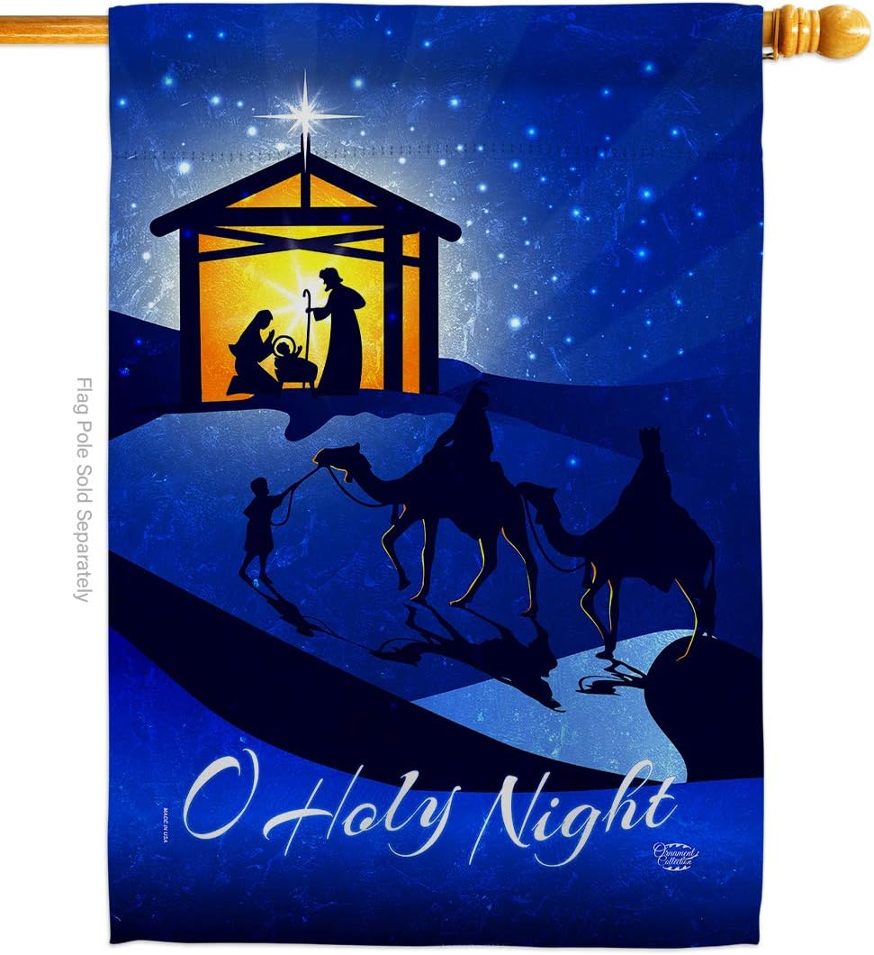 Star of Bethlehem House Flag Wintertime Nativity Three King Religious Holy Family Season Christian Small Decorative Gift Yard Banner Made In USA 28 X 40
