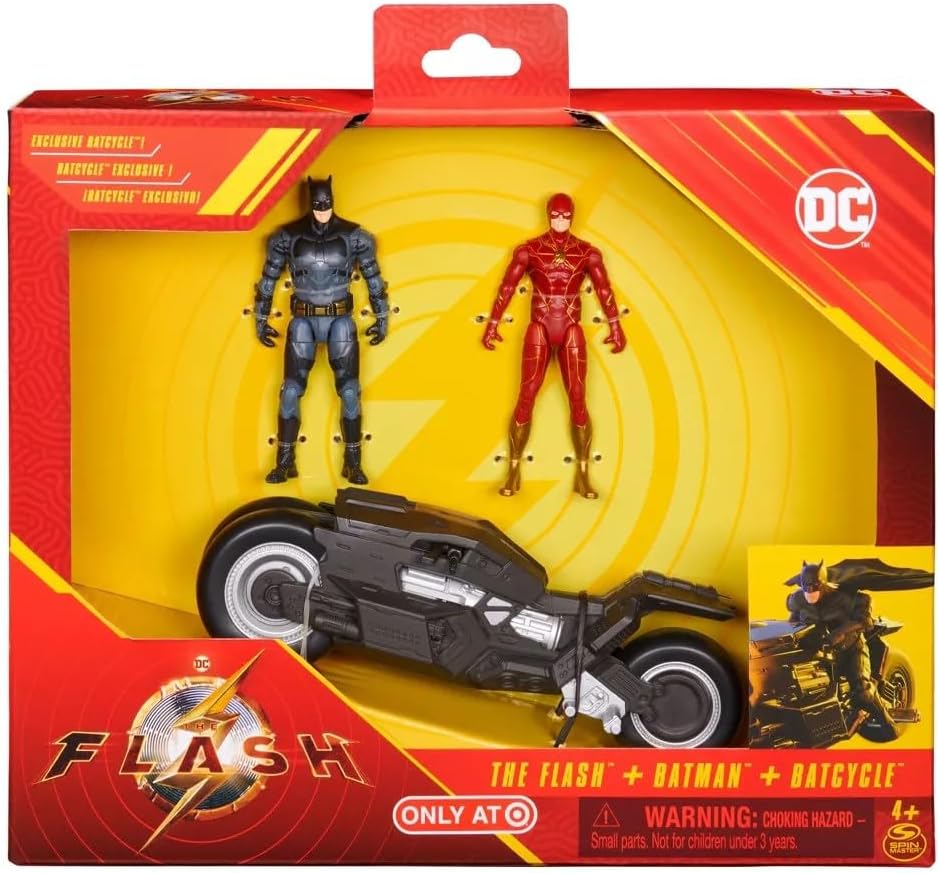 DC Comics The Flash Batcycle with Action Figures - 3pk