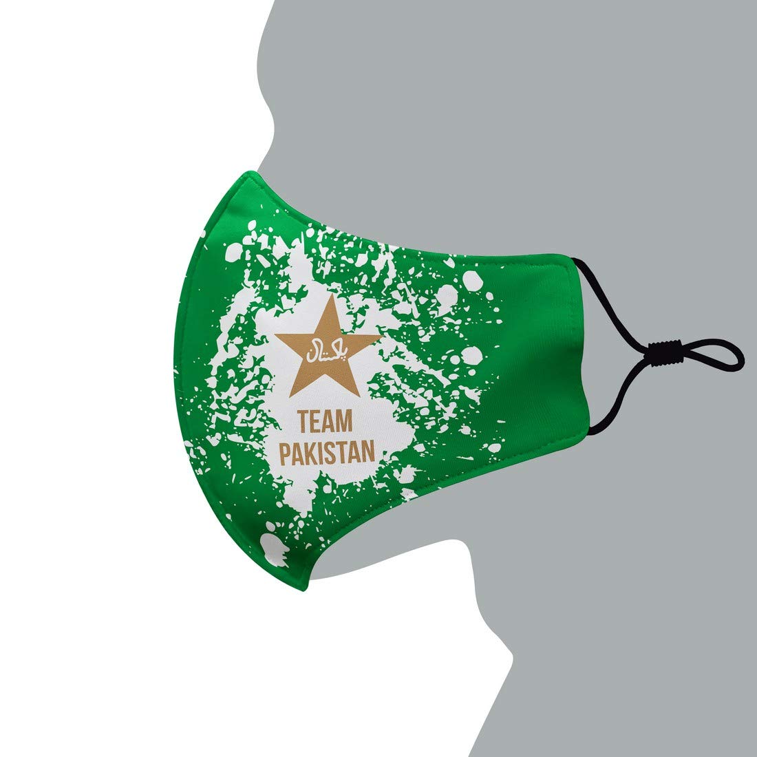 Stylizedd Designer Face Mask (Large Size) Protective Masks Reusable Washable Face Cloth Cover Balaclava Outdoor for Women Men- Breathable 2-Layer with Adjustable Ear loop - Team Pakistan