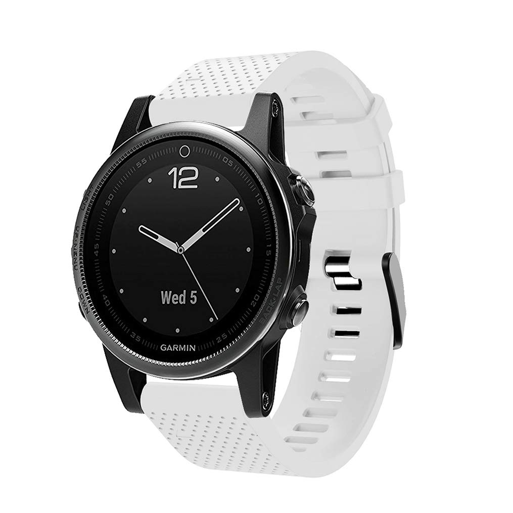 DKEnjoy Silicone Quick Fit Wristband Replacement Band Bracelet Sport Watch Strap for Garmin Fenix 5S Smartwatch (White)