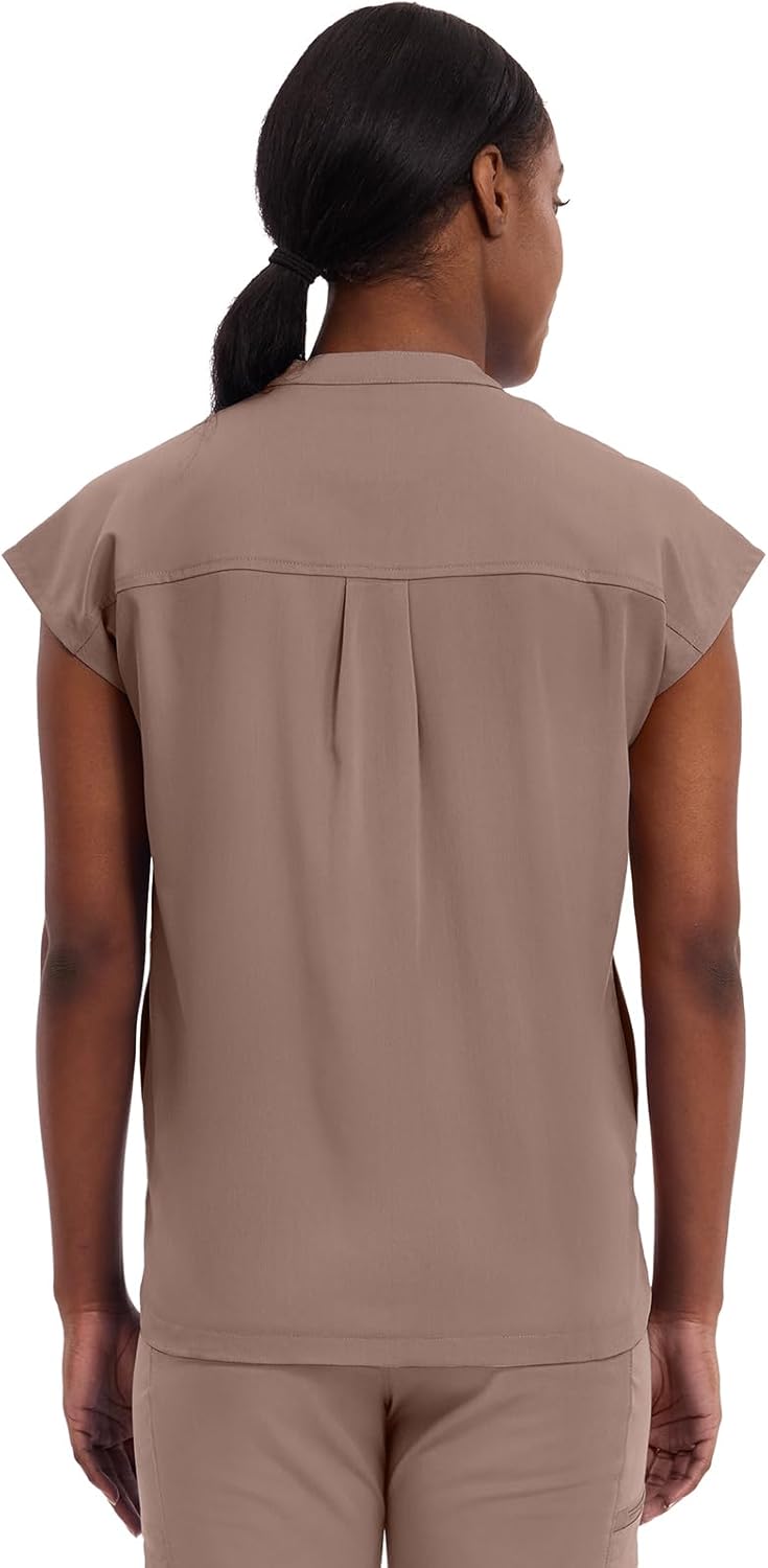 Healing Hands Women's Scrub Top Relaxed Fit Journey Top - 2 Pockets with Knit Details, Dolman Sleeve and Rounded Hem - 2152 - Image 3