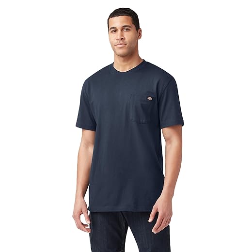 Dickies mens Heavyweight Crew Neck Short Sleeve Tee Henley Shirt, Dark Navy, X-Large US