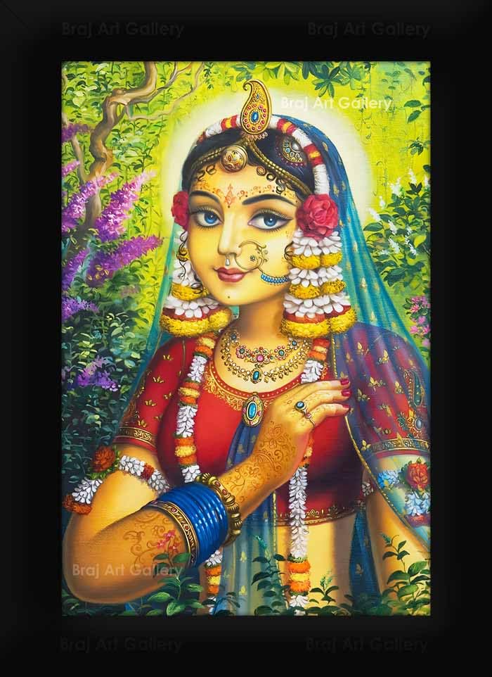 Braj Art Gallery Shri Radha Rani Shringaar Darshan in Vrindavan Small Photo Frame Size 7.5X10.5 Inches-image-5