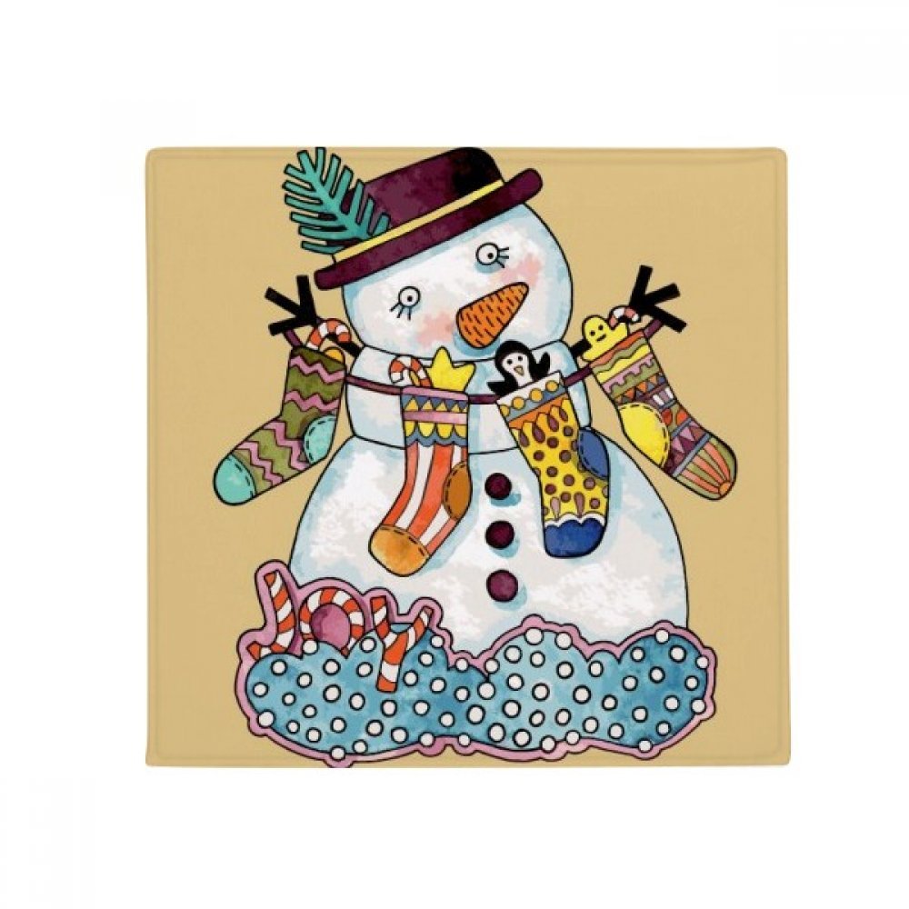 Tapis Noël bonhomme de neige de 80x80cm pour sol glissant, protection anti-dérapante pet mat