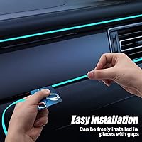 Vista 5 de Tira de luces LED para interior de automóvil con cable EL, luz de neón de 16 pies con borde de costura para encendedor de cigarrillos, kits