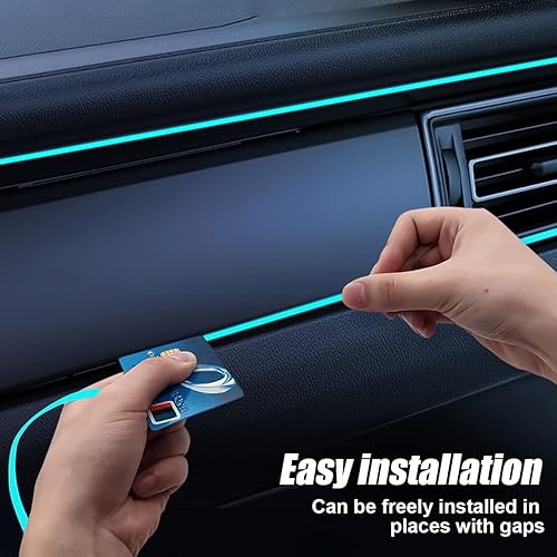 Miniatura 5 de Tira de luces LED para interior de automóvil con cable EL, luz de neón de 16 pies con borde de costura para encendedor de cigarrillos, kits