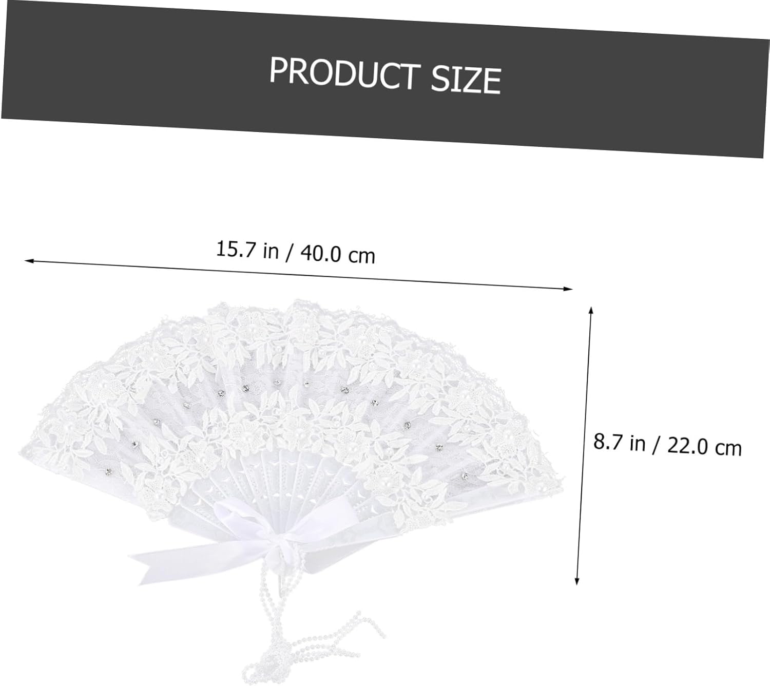 MERRYHAPY Handmade Lace Pearl Fan for Bride Elegant Wedding Performance Prop Beautiful Stage Show Accessory for Summer Parties and Bridal Events Charming Women