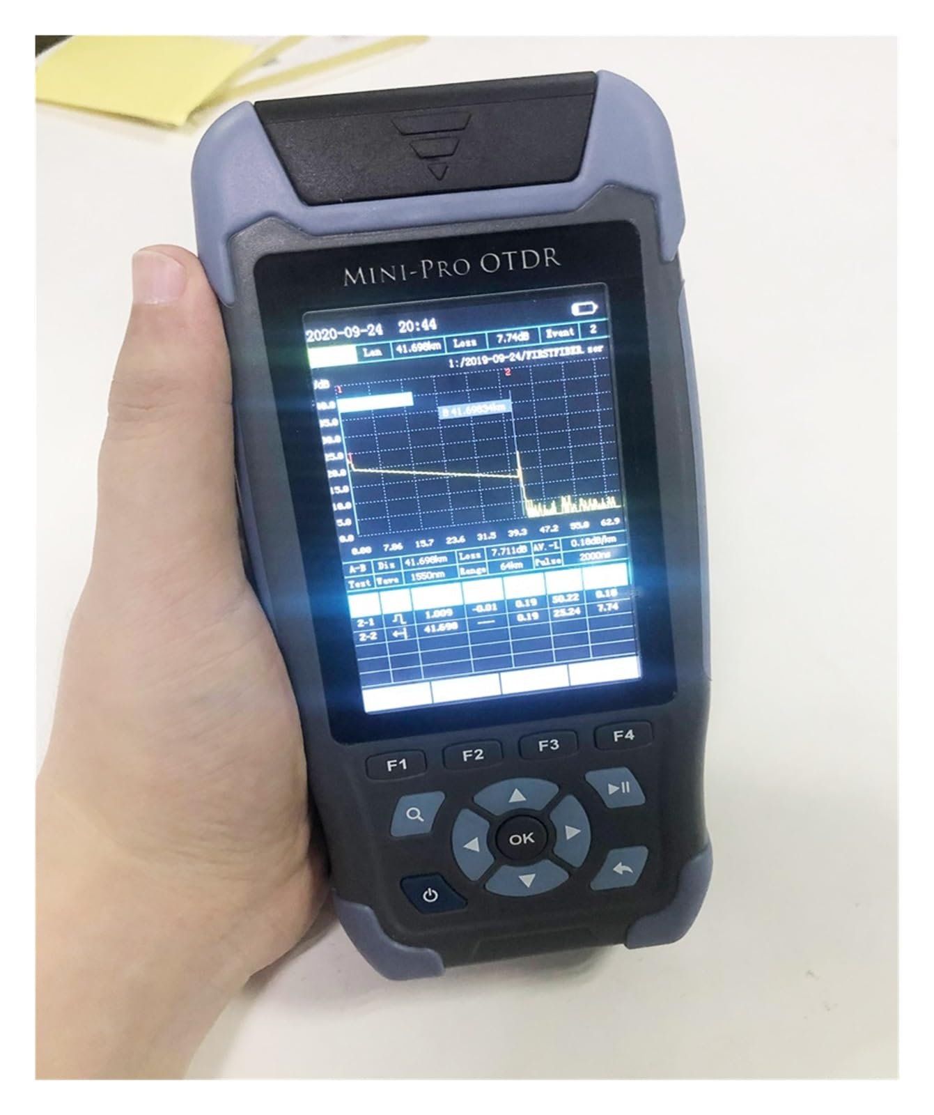 Tester światłowodów, Reflektometr Światłowodowy Pro Mini OTDR 980rev Z 9 Funkcjami VFL OLS OPM Mapa Zdarzeń 24dB Dla 64km Tester Ethernet Kabla Światłowodowego(1550nm (UPC Port))