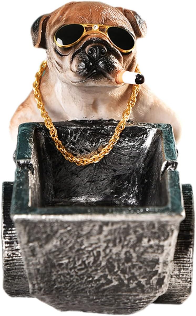 Resin Cartoon Dog Cart Ashtray Decorative Holder for Office